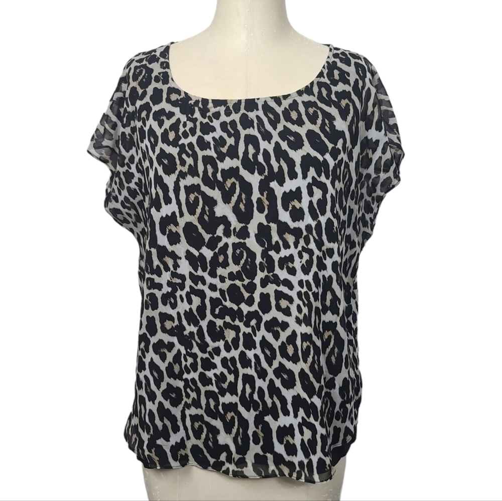 Calvin Klein Animal Print Short Sleeve Top M